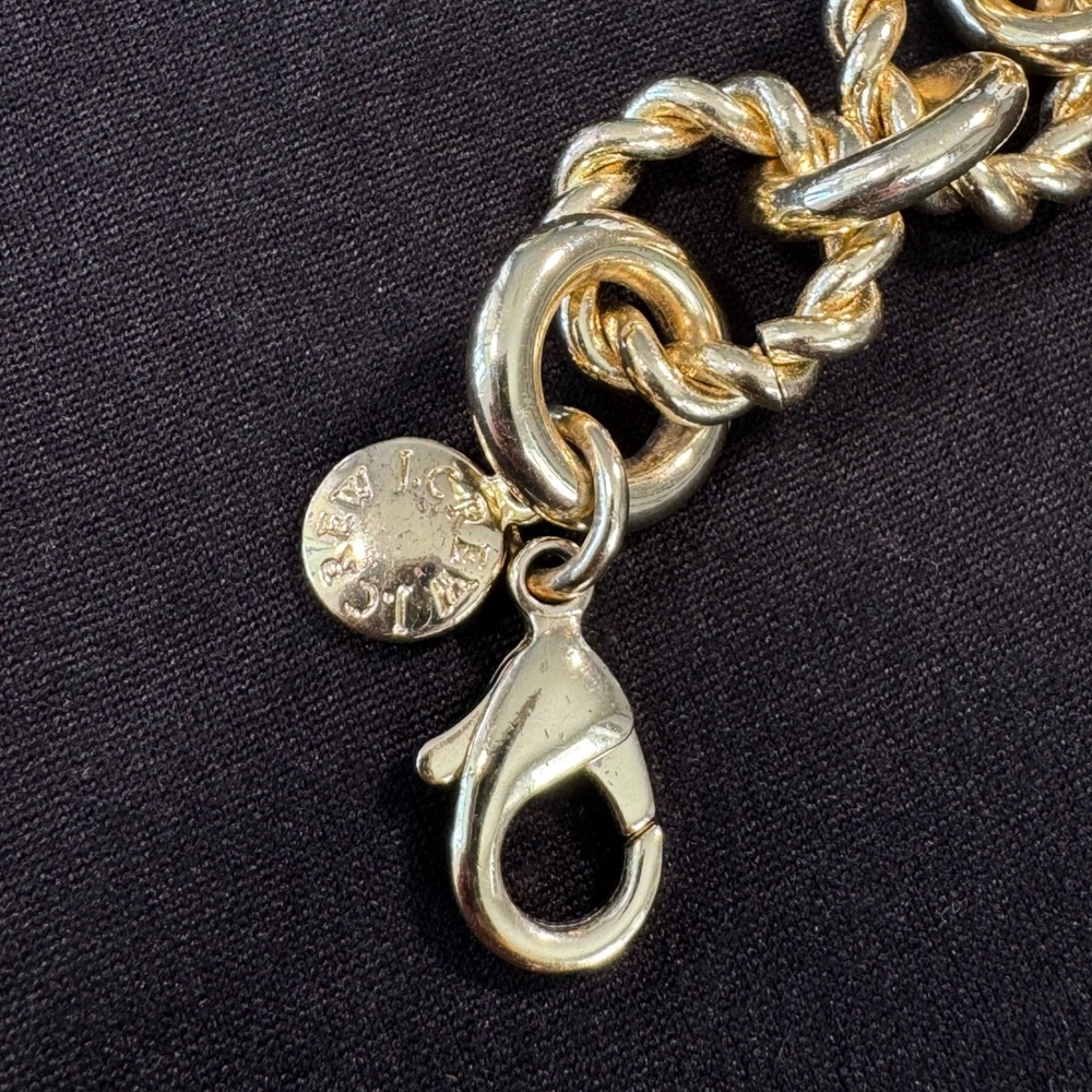 J.Crew Gold Tone Chunky Twisted Rope and Smooth Link Statement Bracelet